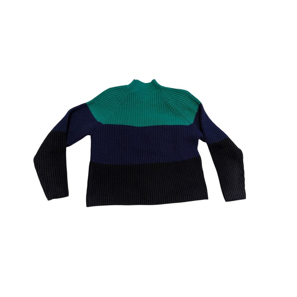 Karen Scott Colorblock Sweater Women’s Small Green Navy Blue